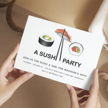 Sushi Birthday Party Modern Simple Elegant