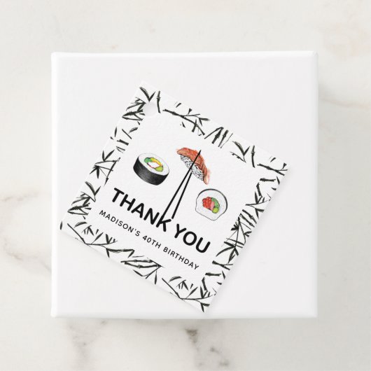 Sushi Birthday Specialized Black White Bedankjes Labels (In situ)