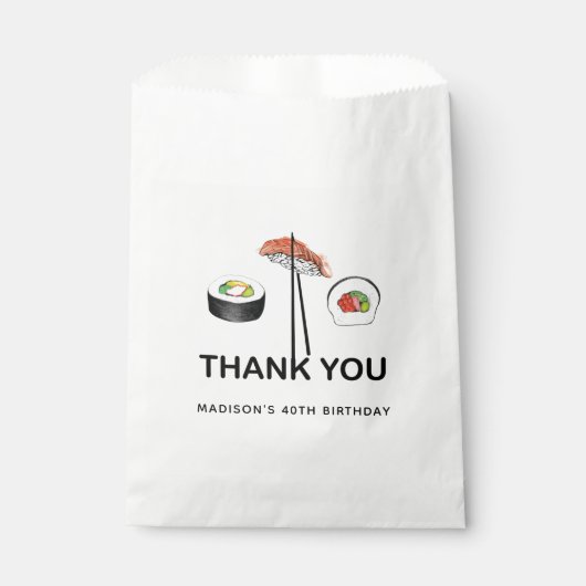 Sushi Birthday Specialized Black White Hartelijk d Bedankzakje (Voorkant)