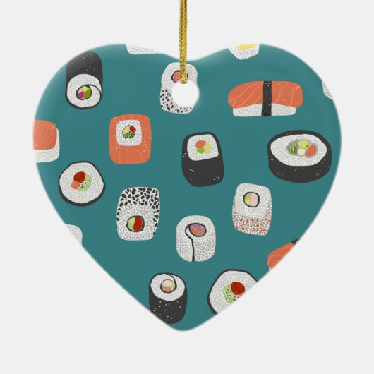 Sushi Blauwgroen keramische sierelementen Keramisch Ornament (Achterkant)