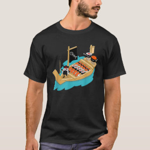 Sushi Boat Pirate Sashimi Visrijst Japan Fans GIF T-shirt