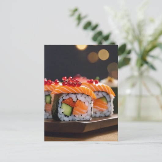 sushi bokeh briefkaart (Staand voorkant)