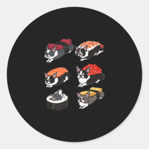 Sushi Boston Terrier Premium T-shirt Ronde Sticker