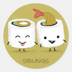 Sushi Broers en Zussen Ronde Sticker
