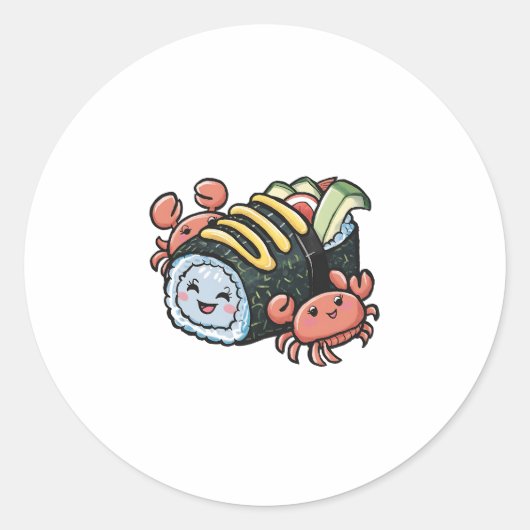 Sushi Buddies Ronde Sticker (Voorkant)