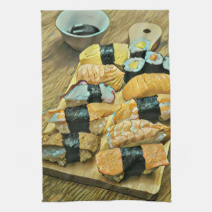 Sushi cadeau voor liefhebbers van eten theedoek