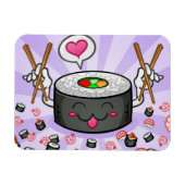 Sushi Cartoon Character Eating Lots of Shrimp Magneet (Horizontaal)