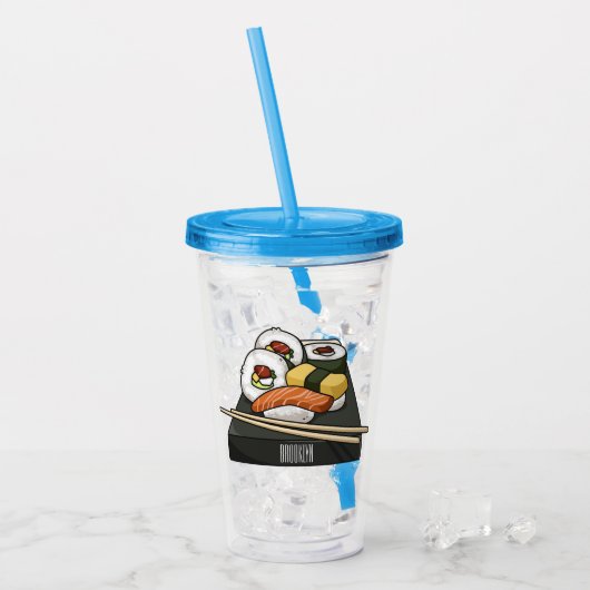 Sushi cartoon illustratie acryl drinkbeker (Voorkant ijs)