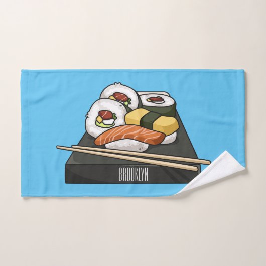 Sushi cartoon illustratie bad handdoek (Handdoek)