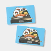 Sushi cartoon illustratie badge (Voor- en achterkant)