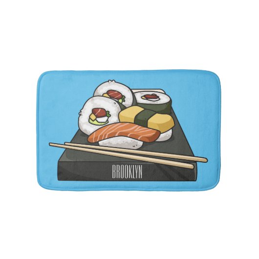 Sushi cartoon illustratie badmat (Voorkant)