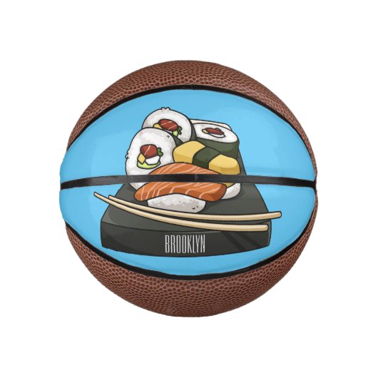 Sushi cartoon illustratie basketbal (Voorkant)