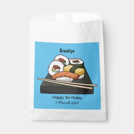 Sushi cartoon illustratie bedankzakje (Voorkant)
