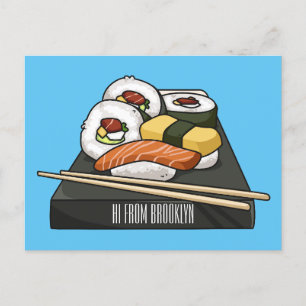Sushi cartoon illustratie briefkaart