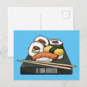 Sushi cartoon illustratie briefkaart (Voorkant / Achterkant)