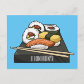 Sushi cartoon illustratie briefkaart (Voorkant)