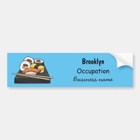 Sushi cartoon illustratie bumpersticker (Voorkant)