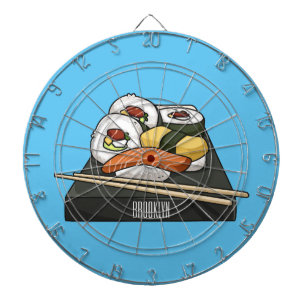 Sushi cartoon illustratie dartbord