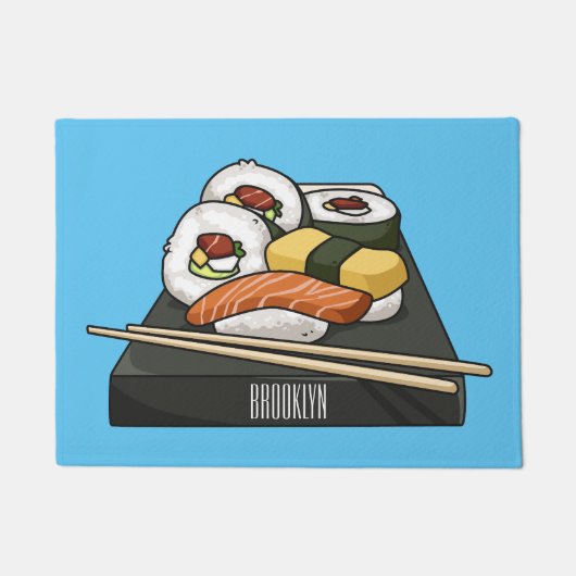 Sushi cartoon illustratie deurmat (Voorkant)