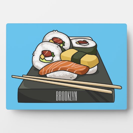 Sushi cartoon illustratie fotoplaat (voorkant)