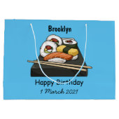 Sushi cartoon illustratie groot cadeauzakje (Achterkant)