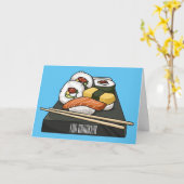 Sushi cartoon illustratie kaart (Gele Bloem)