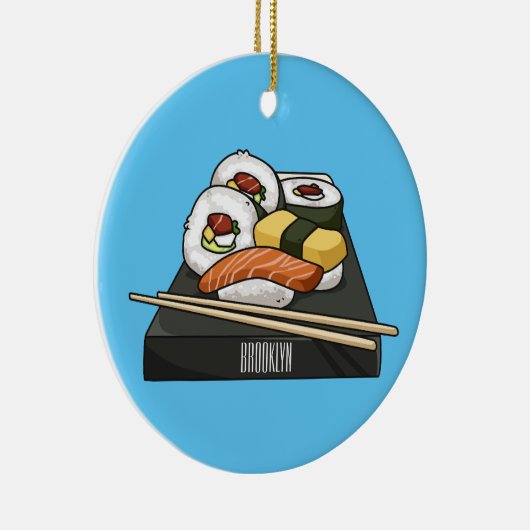 Sushi cartoon illustratie keramisch ornament (Rechts)