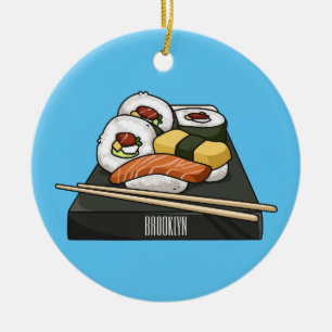 Sushi cartoon illustratie keramisch ornament