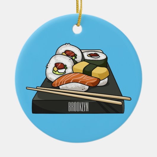 Sushi cartoon illustratie keramisch ornament (Voorkant)