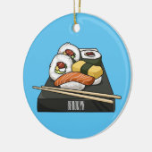 Sushi cartoon illustratie keramisch ornament (Links)