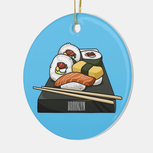 Sushi cartoon illustratie keramisch ornament (Links)