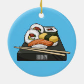 Sushi cartoon illustratie keramisch ornament (Achterkant)