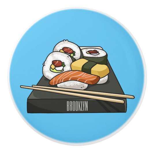 Sushi cartoon illustratie keramische knop (Voorkant)