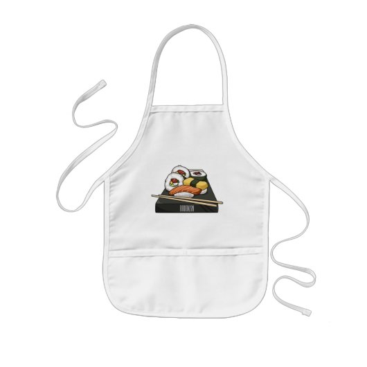 Sushi cartoon illustratie kinder schort (Voorkant)