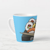 Sushi cartoon illustratie latte mok (Linkerhoek)