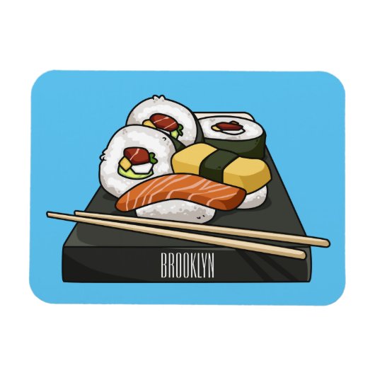 Sushi cartoon illustratie magneet (Horizontaal)