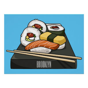 Sushi cartoon illustratie perfect poster