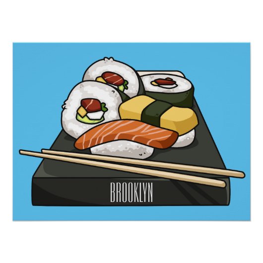 Sushi cartoon illustratie perfect poster (Voorkant)