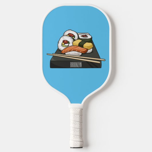 Sushi cartoon illustratie pickleball paddle (Voorkant)