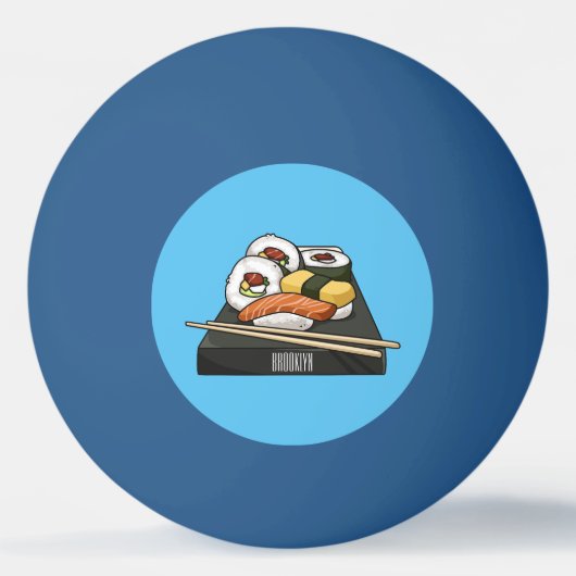 Sushi cartoon illustratie pingpongbal (Voorkant)