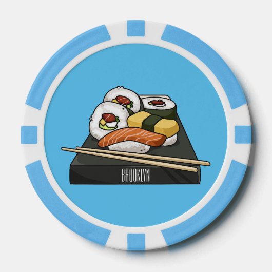 Sushi cartoon illustratie poker chips (Voorkant)