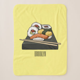 Sushi cartoon illustratie sherpa deken