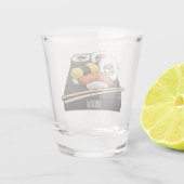 Sushi cartoon illustratie shot glas (Achterkant)