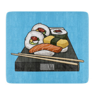 Sushi cartoon illustratie snijplank