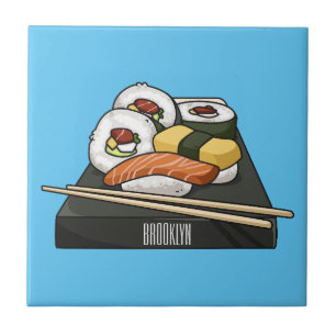 Sushi cartoon illustratie tegeltje