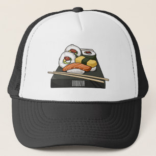 Sushi cartoon illustratie trucker pet