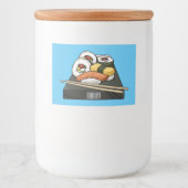 Sushi cartoon illustratie voedselcontainer etiket (Voorkant)
