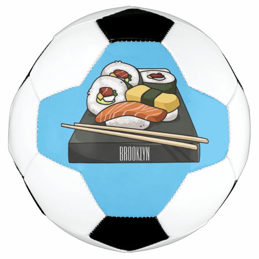Sushi cartoon illustratie voetbal (Voorkant)