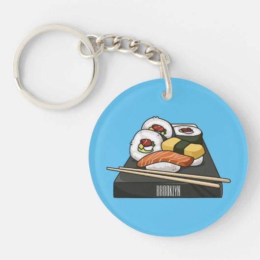Sushi cartoon illustration sleutelhanger (Voorkant)