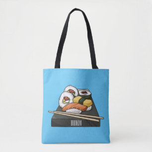 Sushi cartoon illustration tote bag